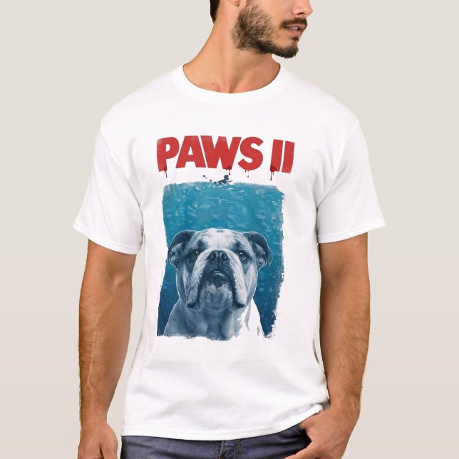 Camiseta PAWS Parody Shark Movie Dog | Funny Ocean Dog  (Anverso)