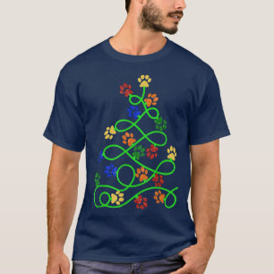 Camiseta Paws Print Christmas Tree Dog Cat 