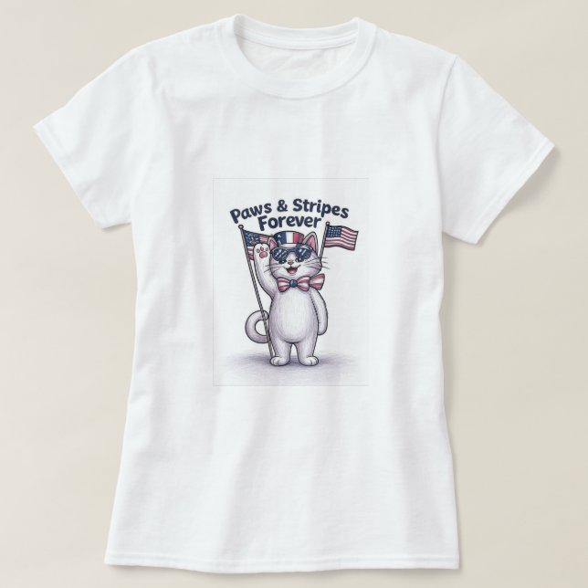 Camiseta Paws & Stripes para siempre - Gracioso Gato Patrió (Diseño del anverso)