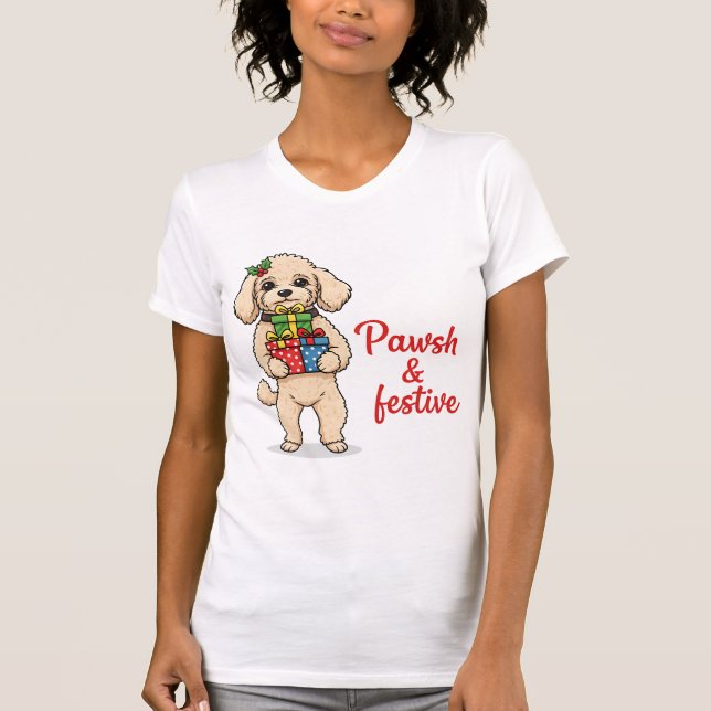 Camiseta Pawsh and Festive Dog Shirt, Fancy Christmas Dog  (Anverso)