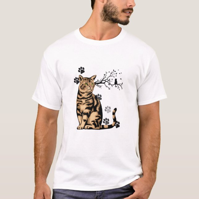 Camiseta "Pawsitive Vibes" T-Shirt with Cat (Anverso)