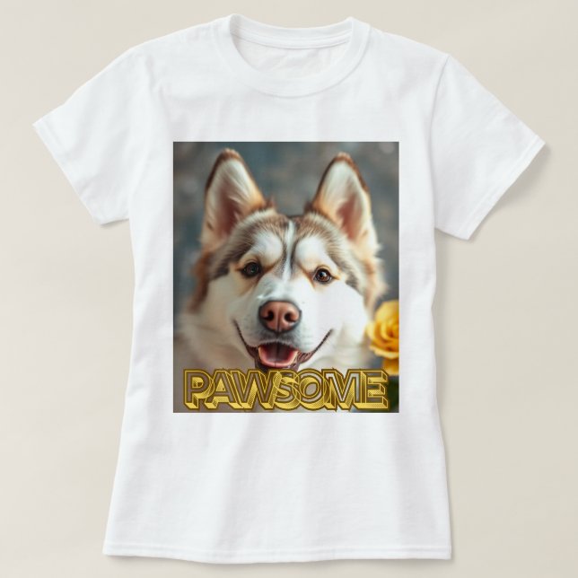 Camiseta  PAWsom! Cute Husky Tee (Diseño del anverso)