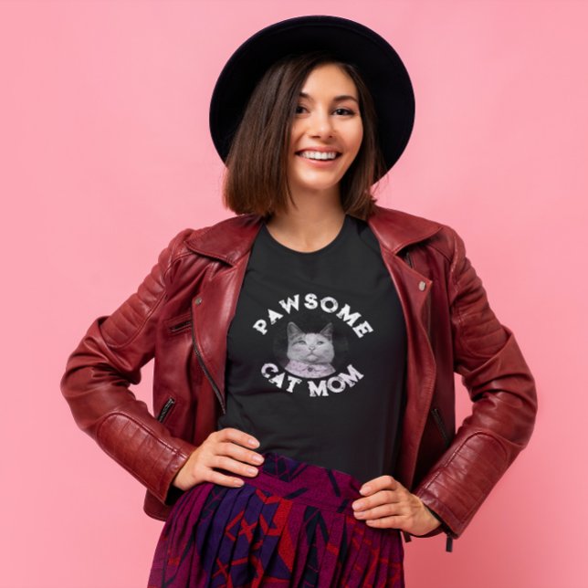 Camiseta Pawsome Cat Mom - Foto personalizada de gato (Subido por el creador)