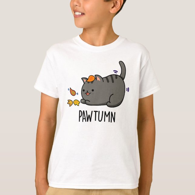 Camiseta Pawtumn lindo Autumn Kitty Cat Pun (Anverso)