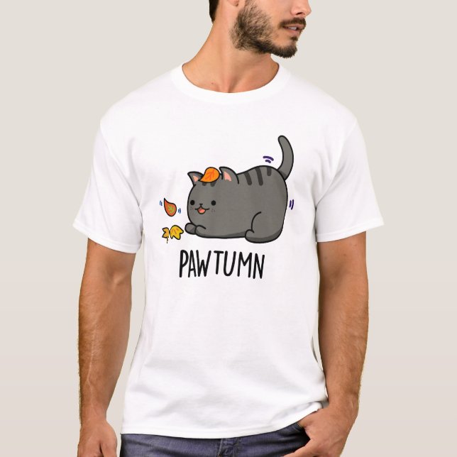 Camiseta Pawtumn lindo Autumn Kitty Cat Pun (Anverso)