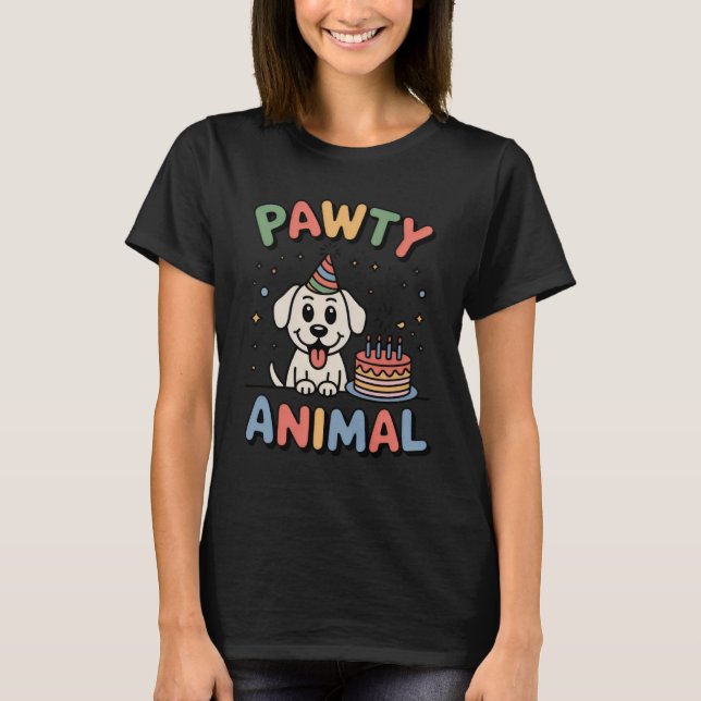 Camiseta Pawty Animal | Funny Dog Birthday Design  (Anverso)