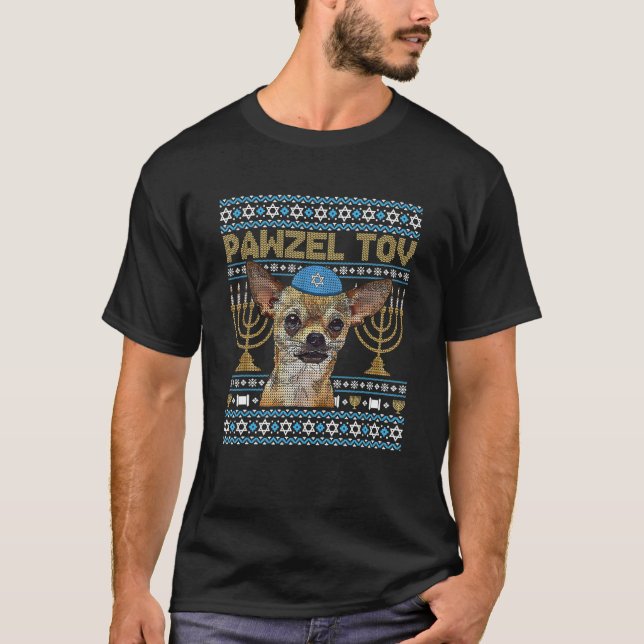 Camiseta Pawzel Tov Jewish Chihuahua Dog Funny Hanukkah (Anverso)