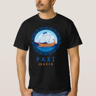 Camiseta Paxi, Grecia Diseño de Barcos Griegos Hombres Negr