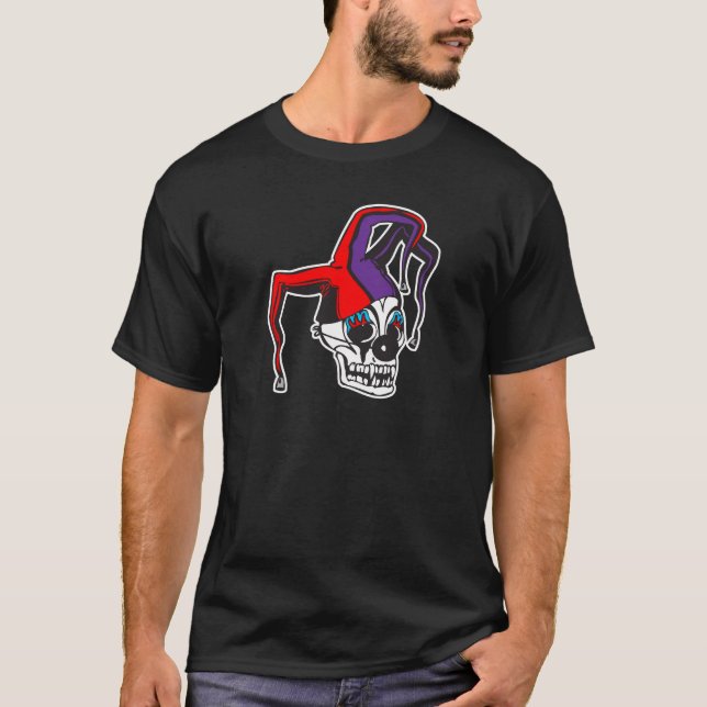 Camiseta payaso bufón malvado cráneo (Anverso)