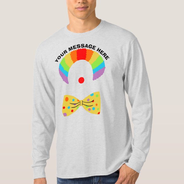 Camiseta Payaso con peluca arcoiris Gráfico personalizado (Anverso)