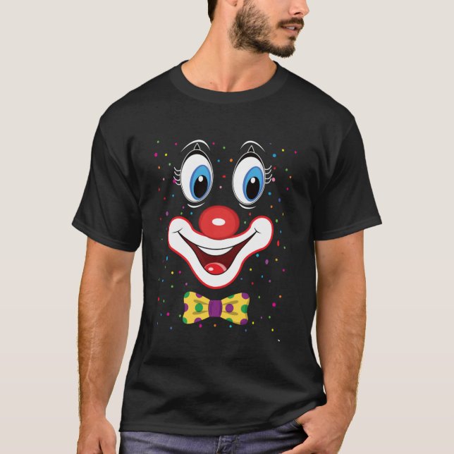 Camiseta Payaso de Carnaval Cara Círculo Vestir Niños Hombr (Anverso)