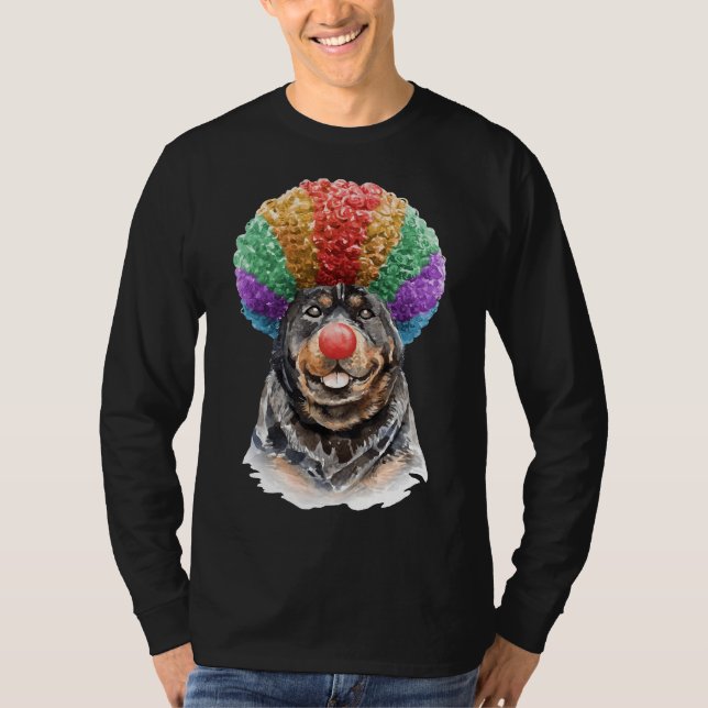 Camiseta Payaso de color de agua Rottweiler (Anverso)
