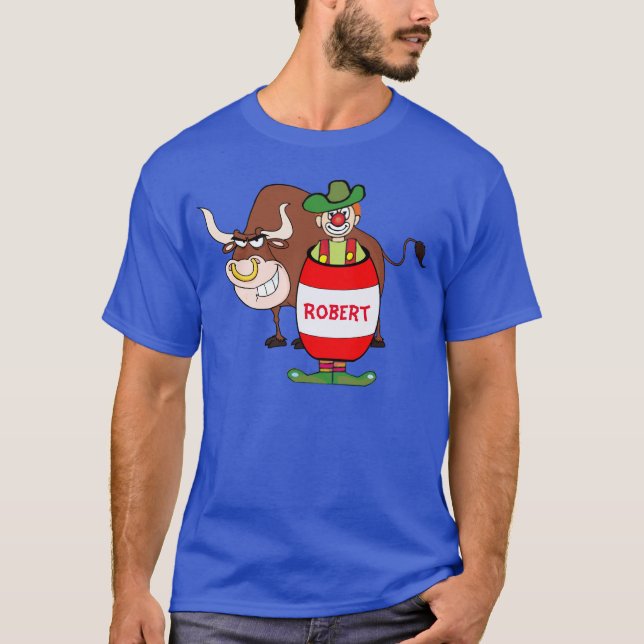 Camiseta Payaso del rodeo en el barril y el dibujo animado (Anverso)