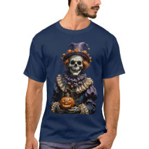 Payaso esquelético gótico de Halloween con Jack-O