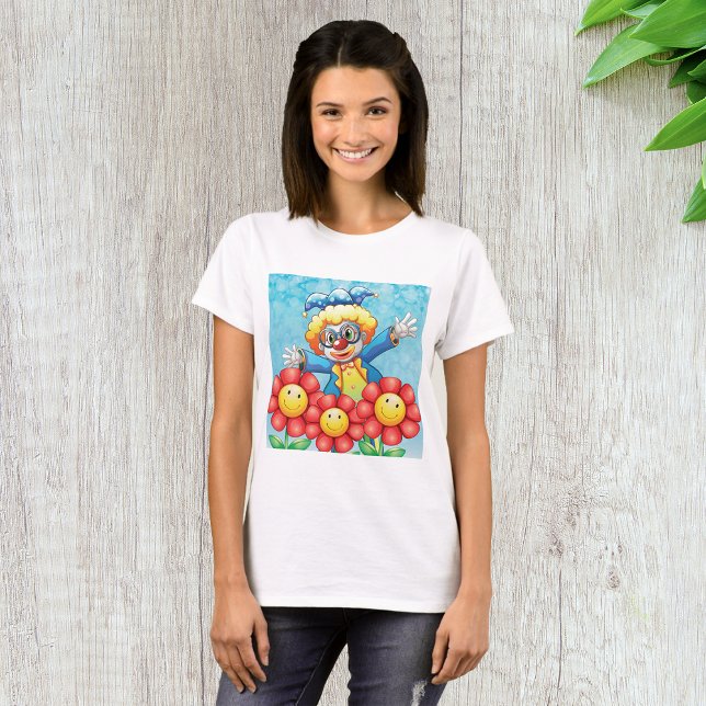 Camiseta Payaso Feliz y Flores Sonrientes (Subido por el creador)
