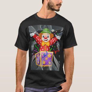 Camiseta payaso gracioso bajo el cristal roto