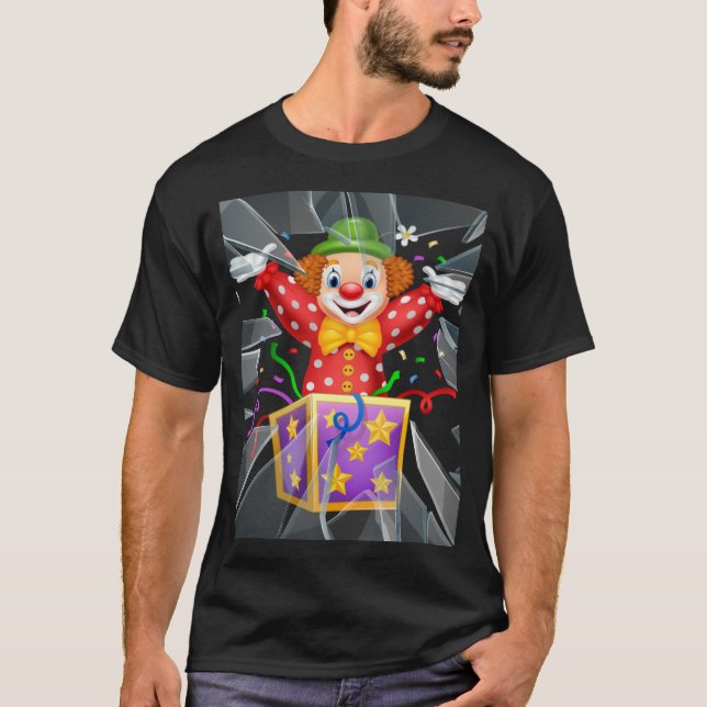 Camiseta payaso gracioso bajo el cristal roto (Anverso)