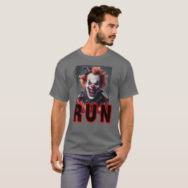 Camiseta payaso gracioso y temible, gritando "corre"
