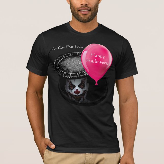 Camiseta payaso malvado en fuga con halloween de globo rojo (Anverso)