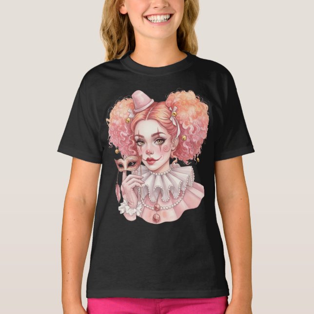 Camiseta Payaso rosa con máscara (Anverso)