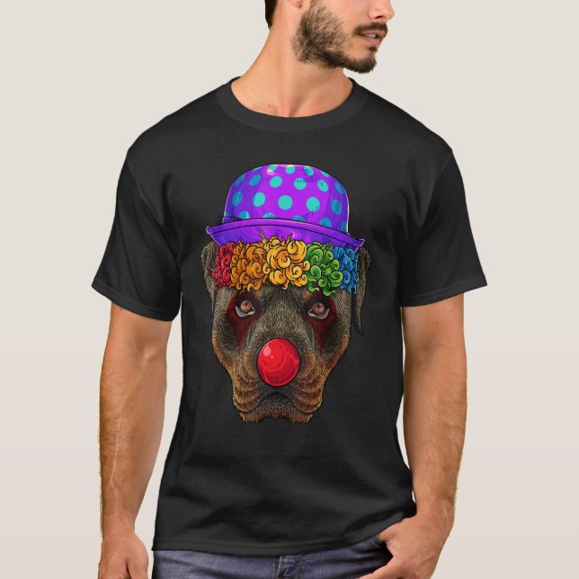 Camiseta Payaso Rottweiler Circo Carnaval Tema Disfraz (Anverso)