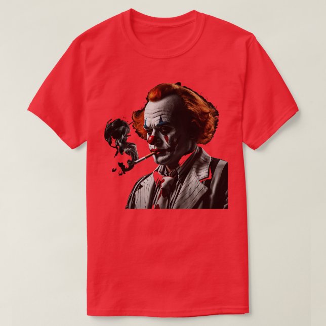 Camiseta payaso triste fumando un cigarrillo (Diseño del anverso)
