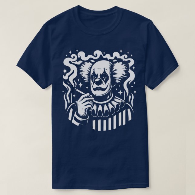 Camiseta payaso triste fumando un cigarrillo 1 (Diseño del anverso)