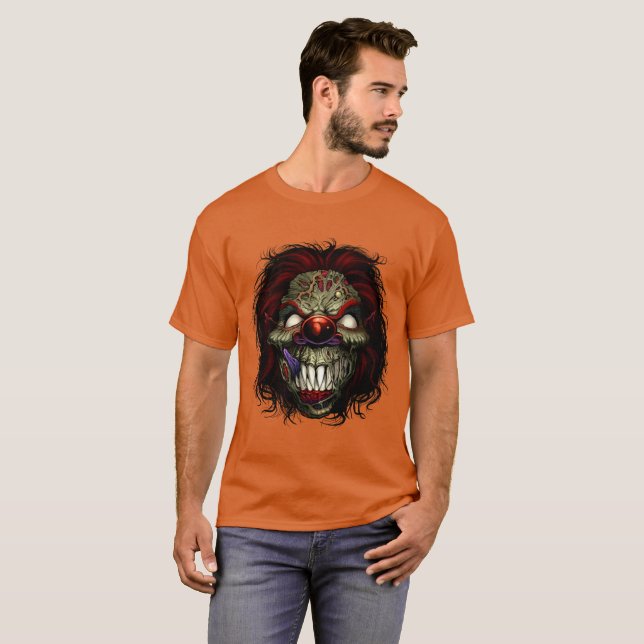 Camiseta Payaso Zombie Malvado, (Anverso completo)