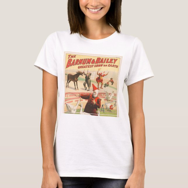 Camiseta Payasos Con Geese, Roosters Y Donkey. (Anverso)
