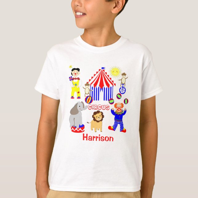 Camiseta Payasos Personalizados de carpas de circo y animal (Anverso)