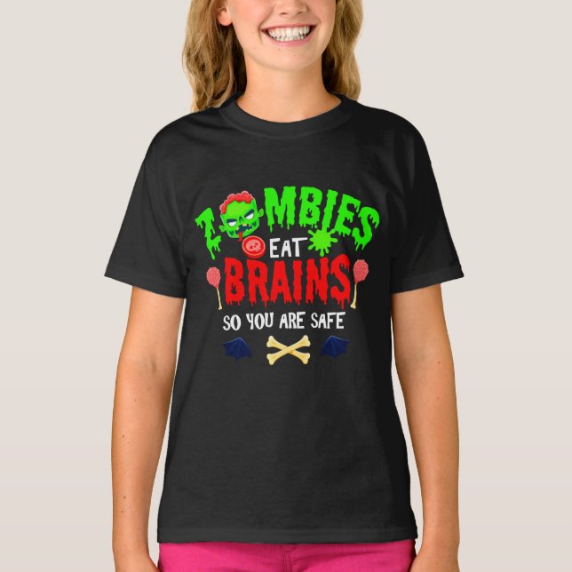 Camiseta Payasos zombies de Halloween comen cerebros Estás  (Anverso)