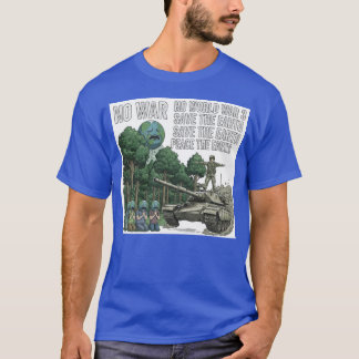 Camiseta "Paz a la Tierra" Tanque Antiguerra y Personaje de