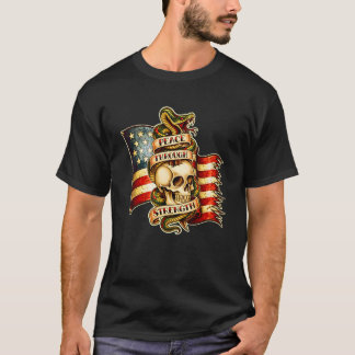Camiseta Paz a Través de la Fuerza Cráneo Serpiente Bandera