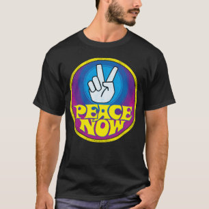 Camiseta Paz Ahora Groovy Retro Estilo Hippie Signo de Paz