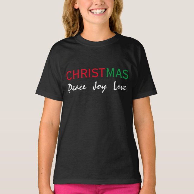 CAMISETA PAZ ALEGRÍA AMOR NAVIDAD TIPOGRAFÍA (Anverso)