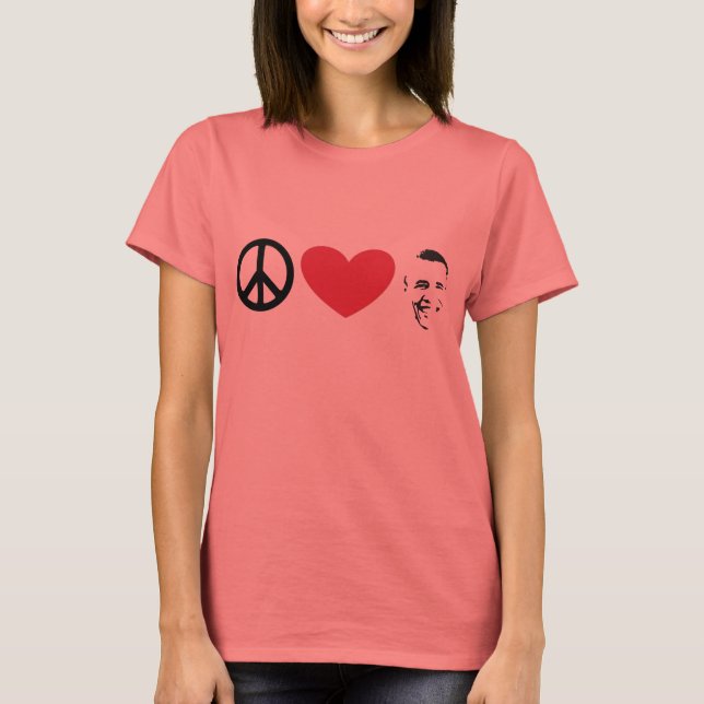 CAMISETA PAZ AMA A OBAMA (Anverso)