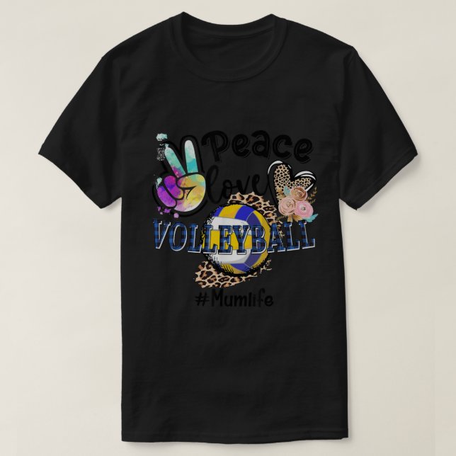 Camiseta Paz Amar el voleibol Mamá Vida Mamá Leopardo Abuel (Diseño del anverso)