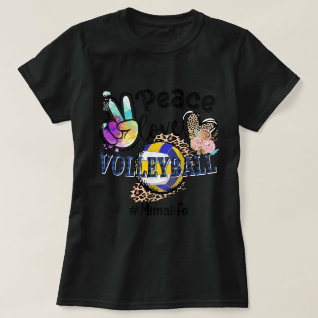 Camiseta Paz Amar el voleibol Mima Life Mamá Abuela Leopar (Diseño del anverso)
