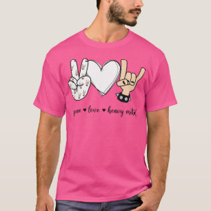 Camiseta Paz Amar fuerte Paz Metalizado Rótulo Rock