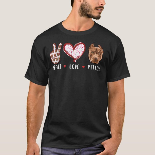 Camiseta Paz Amar Pitbulls Para Hombres Mujeres Niños Pit (Anverso)