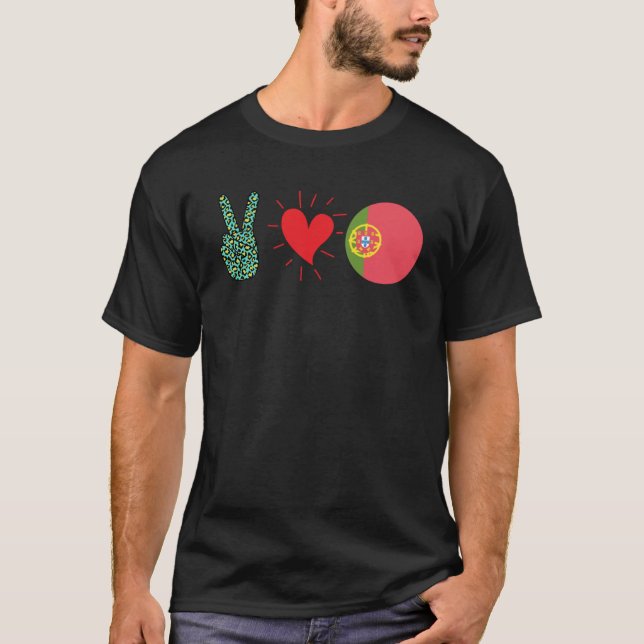 Camiseta Paz Amar Portugal Bandera Raíces del Orgullo Portu (Anverso)