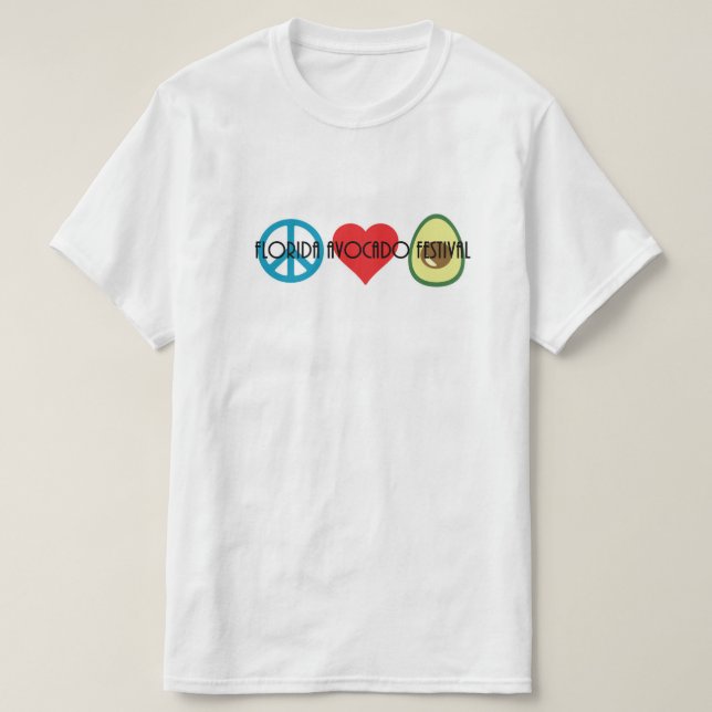 Camiseta Paz, Amor, Aguacate - Florida (Diseño del anverso)