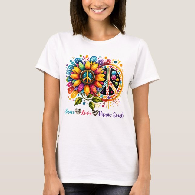 Camiseta Paz amor alma hippie (Anverso)