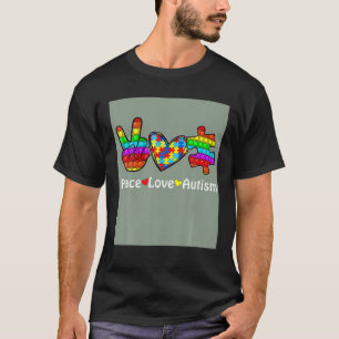 Camiseta Paz Amor Autismo Conciencia Autismo Mes Poppin Fi