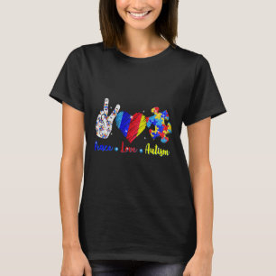 Camiseta Paz Amor Autismo Conciencia Rompecabezas Cinta Hom