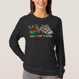 Camiseta Paz Amor Autismo Conciencia Rompecabezas Zapatos F