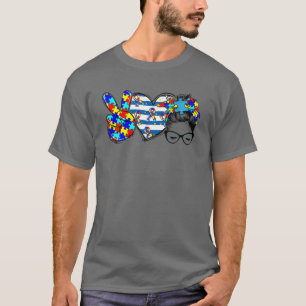 Camiseta Paz Amor Autismo Mamá Autismo Mes de Conciencia