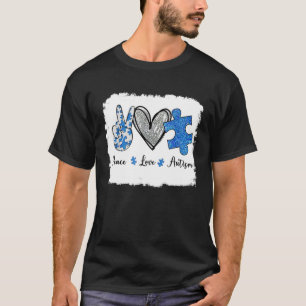 Camiseta Paz Amor Autismo Rótulo Tee Plus Tamaño