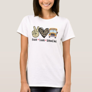 Camiseta Paz, amor, autobús escolar