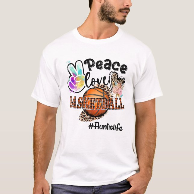 Camiseta Paz Amor Baloncesto Tía de la Vida Mamá Abuela Leo (Anverso)